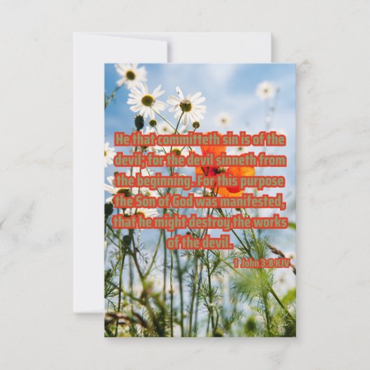 1. John 3:8 KJV Bible Scripting Pic Gruß Karte (Vorderseite)