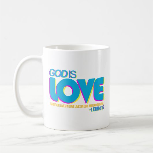 1 John-4:16 Kaffee-Tasse Kaffeetasse (Links)