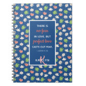 1 John 4:18 Blue Ditsy Floral Pattern Notebook Notizblock (Vorderseite)