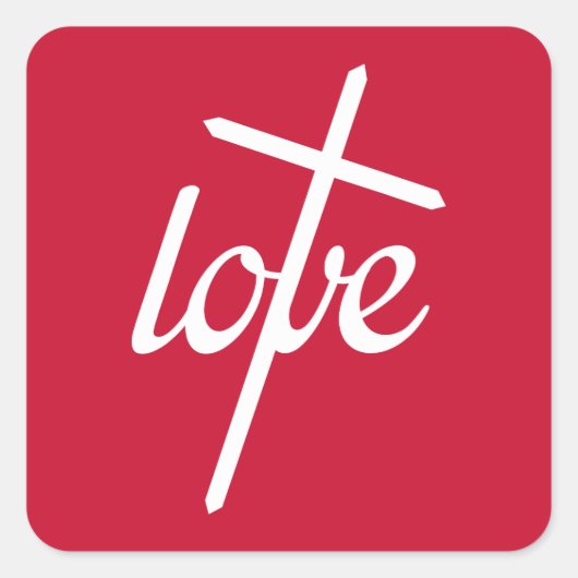 1. John 4:19 - Liebe Cross Quadratischer Aufkleber (Vorderseite)