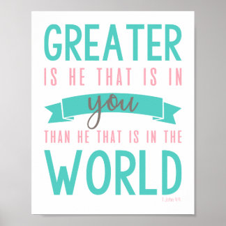 1 John 4:4 Bible Verse Christlich Poster Wall Art