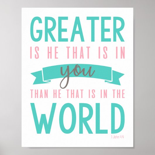1 John 4:4 Bible Verse Christlich Poster Wall Art (Vorne)