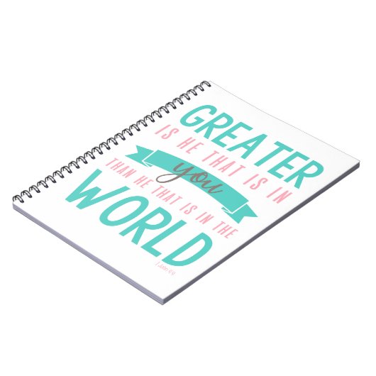 1 John 4:4 Bible Verse Christliches Notebook Notizblock (Linke Seite)