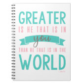 1 John 4:4 Bible Verse Christliches Notebook Notizblock (Vorderseite)