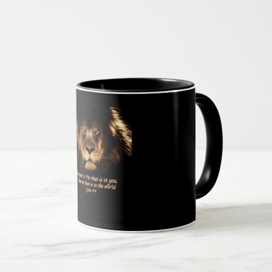 1 John 4:4 "Greater is He" Bible Verse Coffee Tass Tasse (VorderseiteRechts)