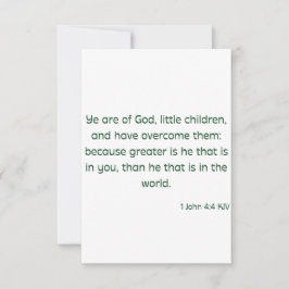 1 John 4:4 KJV Bible Verse Flat Greet Card Karte