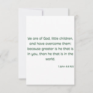 1 John 4:4 KJV Bible Verse Flat Greet Card Karte