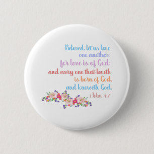 1 John 4:7 Bible Verse Regenbogentext Button