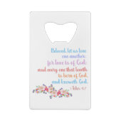 1 John 4:7 Bible Verse Regenbogentext Geldbeutel Flaschenöffner (Rückseite)