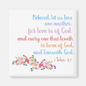 1 John 4:7 Bible Verse Regenbogentext Magnet (Vorne)
