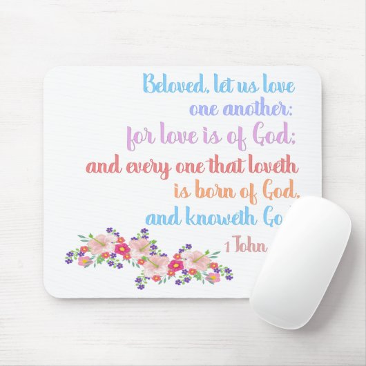 1 John 4:7 Bible Verse Regenbogentext Mousepad (Mit Mouse)