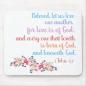 1 John 4:7 Bible Verse Regenbogentext Mousepad (Vorne)