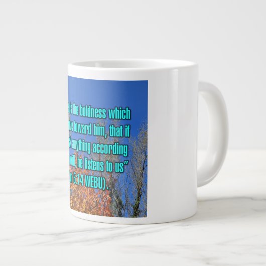 1. John 5:14 WEBU-Tasse Jumbo-Tasse (Vorderseite Rechts)