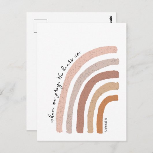 1 John 5:15 - Boho Rainbow Postkarte (Vorne/Hinten)