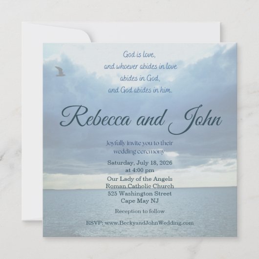 1 John Vintage Ocean Photo Wedding Invitation Einladung (Vorderseite)