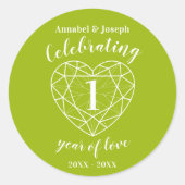 1. Jubiläum 1 Jahr Liebe Runder Aufkleber (Vorderseite)