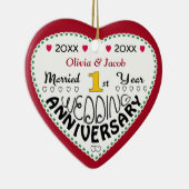 1. Jubiläum Geschenkherz geformt Weihnachten Keramikornament (Rechts)