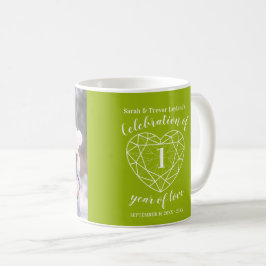 1. Jubiläum Grünes Peridot-Foto Kaffeetasse