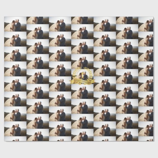 1. Jubiläum Hochzeitsfeier mit Gold anpassen Geschenkpapier (Flach)