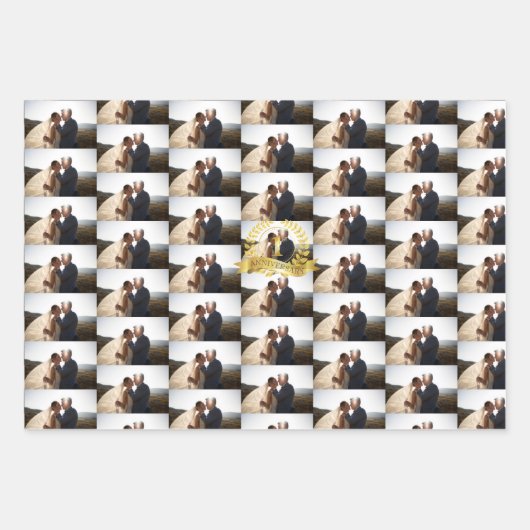 1. Jubiläum Hochzeitsfeier mit Gold anpassen Geschenkpapier Set (Vorderseite 2)