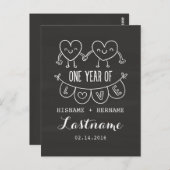 1. Jubiläumsgeschenk Chalk Herzen Postkarte (Vorne/Hinten)