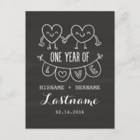 1. Jubiläumsgeschenk Chalk Herzen Postkarte