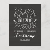 1. Jubiläumsgeschenk Chalk Herzen Postkarte (Vorderseite)