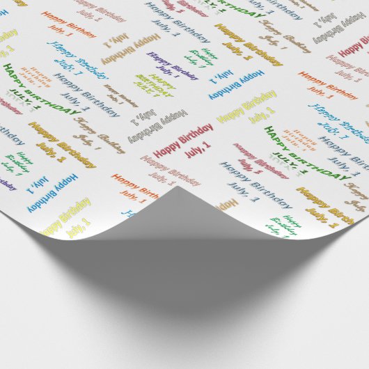 1. Juli, 1. Geburtstag Geschenkpapier (Ecke)