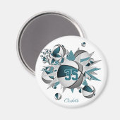 1 kaufen oder für aquamarine graue Basketballstars Magnet (Vorderseite/Rückseite)
