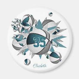 1 kaufen oder für aquamarine graue Basketballstars Magnet