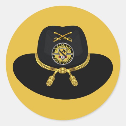 1. Kavallerieabteilung Afghanistan Veteran Runder Aufkleber (Vorderseite)