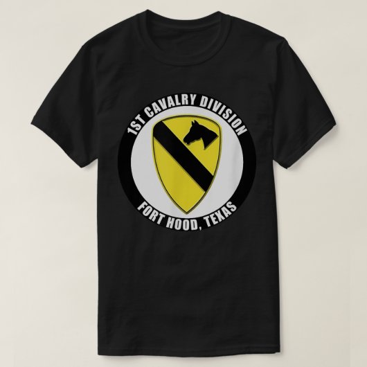 1. Kavallerieabteilung Fort Hood Texas Emblem Vete T-Shirt (Design vorne)