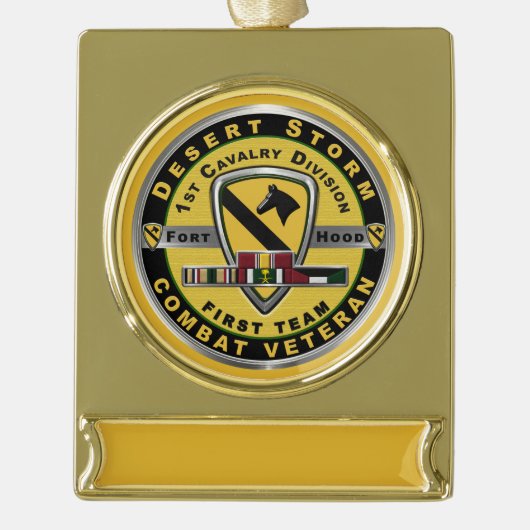 1. Kavalleriedivision Desert Storm Veteran Banner-Ornament Gold (Vorderseite)