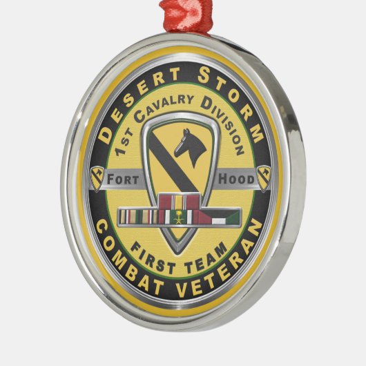 1. Kavalleriedivision Desert Storm Veteran Ornament Aus Metall (Links)