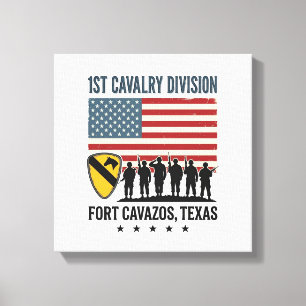 1. Kavalleriedivision Fort Hood Vintage Militär-Sh Leinwanddruck