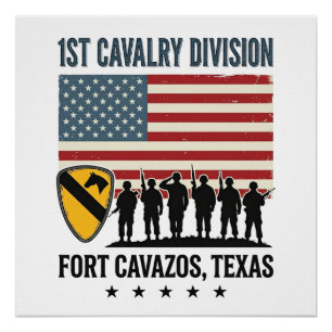 1. Kavalleriedivision Fort Hood Vintage Militär-Sh Poster