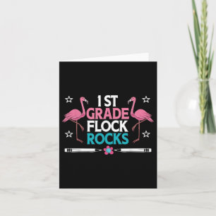 1. Klasse Flock Rocks Flamingo Lehrer Student Kind Karte
