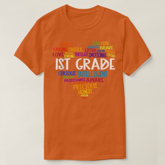 1. Klasse Herz zurück zur Schule Word Cloud Schüle T-Shirt (Design vorne)