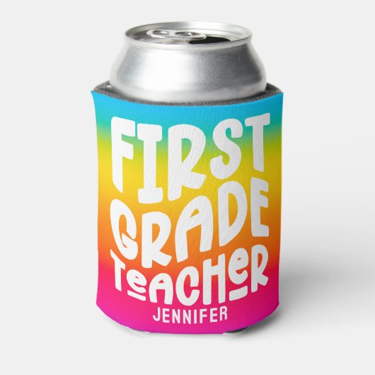 1. Klasse Lehrer Farbenfrohe Handschrift Dosenkühler (Kanne Rückseite)