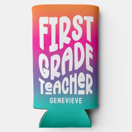 1. Klasse Lehrer Text Design farbenfroh Ombre Selters Dosenkühler (Rückseite)