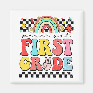 1. Klasse Retro Groovy Happy letzten Tag von Schoo Magnet