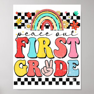 1. Klasse Retro Groovy Happy letzten Tag von Schoo Poster