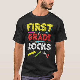 1. Klasse Rocks Schüler Lehrer Team Rockstar Erst T-Shirt