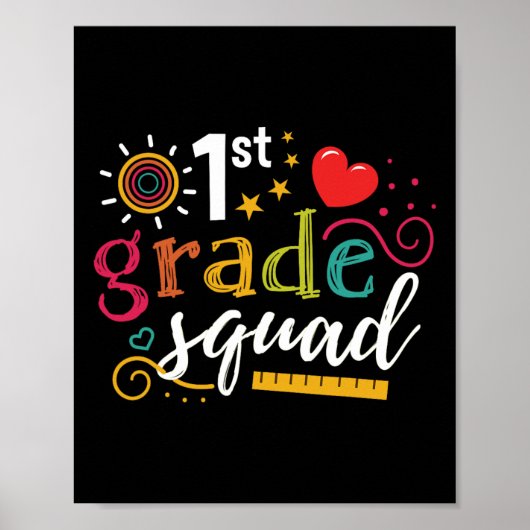 1. Klasse Squad Schüler Lehrer Geschenk Zurück Zur Poster (Vorne)