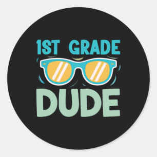 1. Klasse Typ Jungen Kinder Zurück zur Schule Team Runder Aufkleber