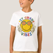 1. Klasse Vibes glücklich Gesicht lächeln zurück z T-Shirt (Vorderseite)