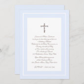 1. Kommunion Weich blau und braun Einladung (Vorne/Hinten)