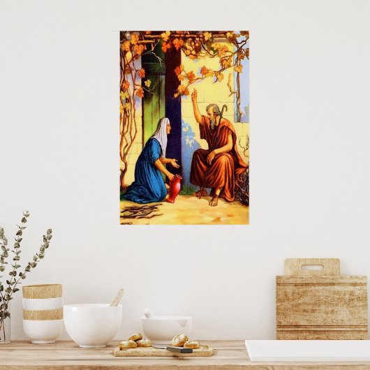 1 Könige 17 Gott sorgt für ein Witwenposter Poster (Küche)