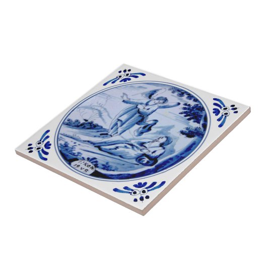 1: Könige:19 Engel Awakens Elijah Blue Delft Repro Fliese (Seite)