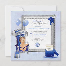 1. Königliches Blau-Silber-Foto Einladung